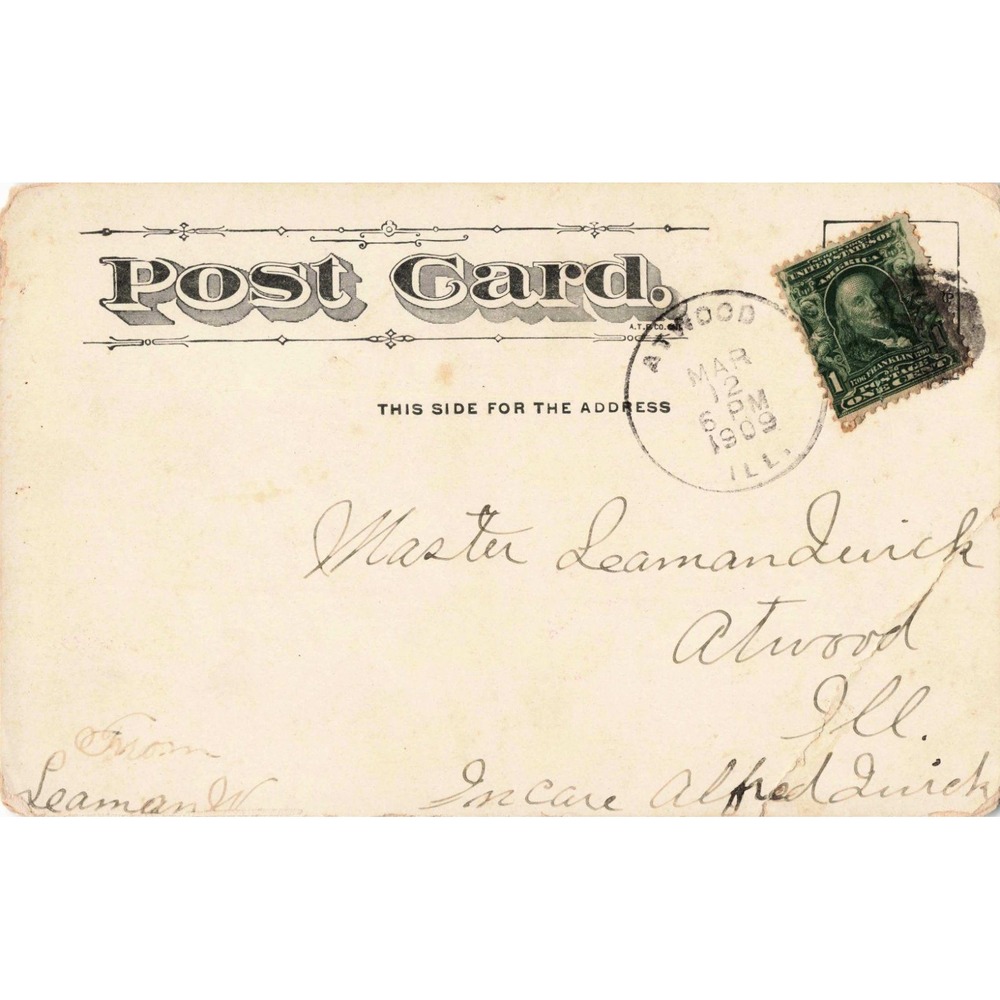 Vintage 1908 J Tully Pirate Child Birthday Postcard 1909 Postmark Atwood IL - Picture 2 of 2